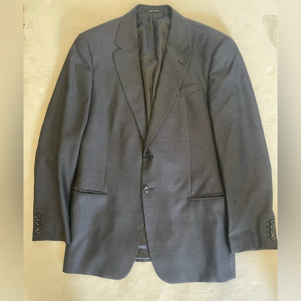 ARMANI COLLEZIONI Made in Italy Wool &‎ Silk Nailhead Suit Jacket Size 42 L